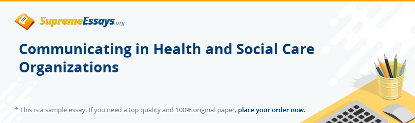 Communicating in Health and Social Care Organizations